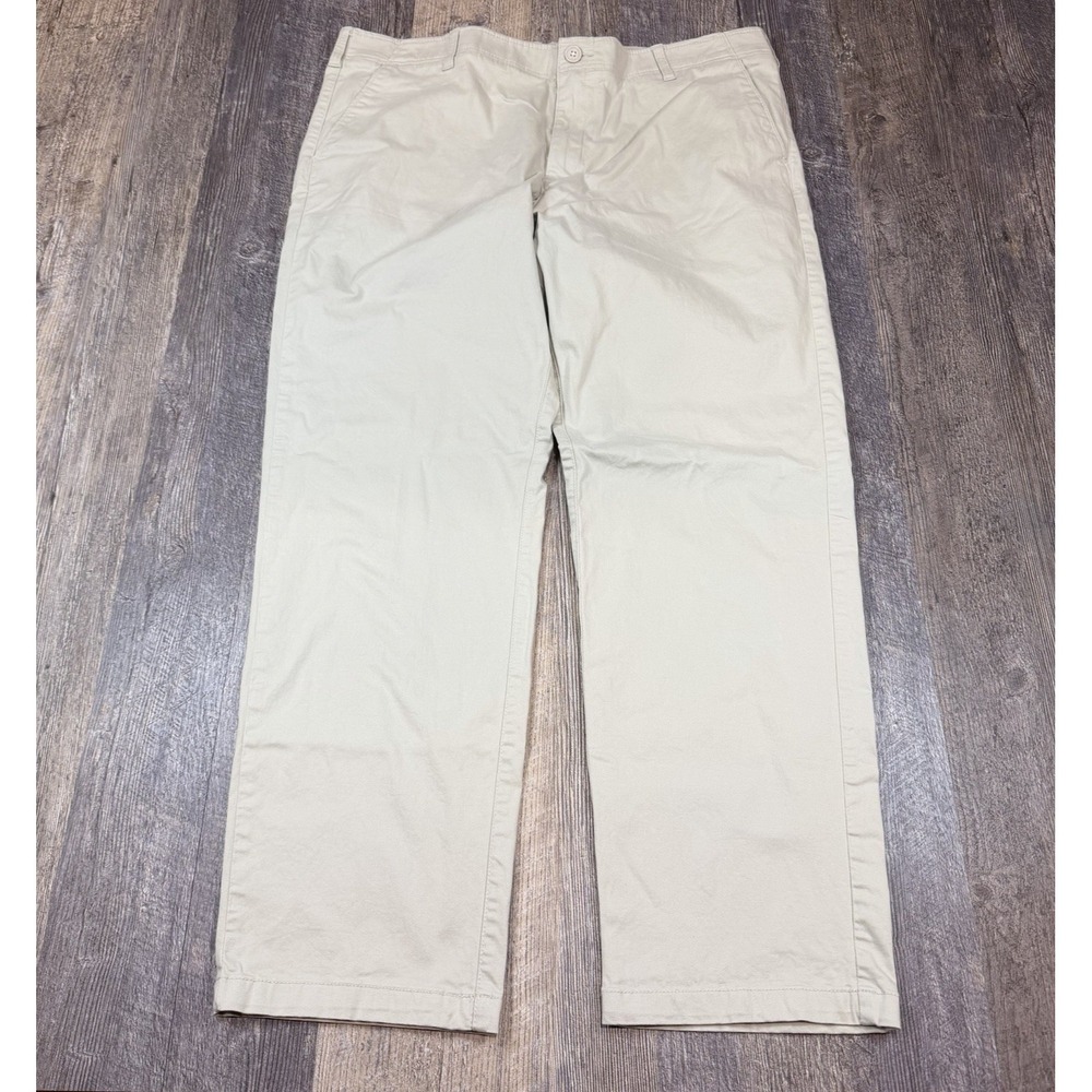 Lee X-Treme Comfort Men Khaki Chino Pants 42x32* Beige Stretch Casual Flat Front